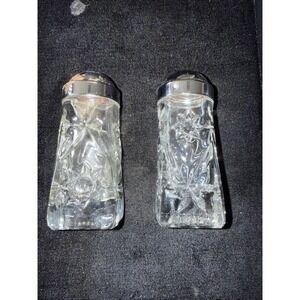 Salt And Pepper Shaker Star Of David Glass Silver Toned Tops Anchor Hocking 5005